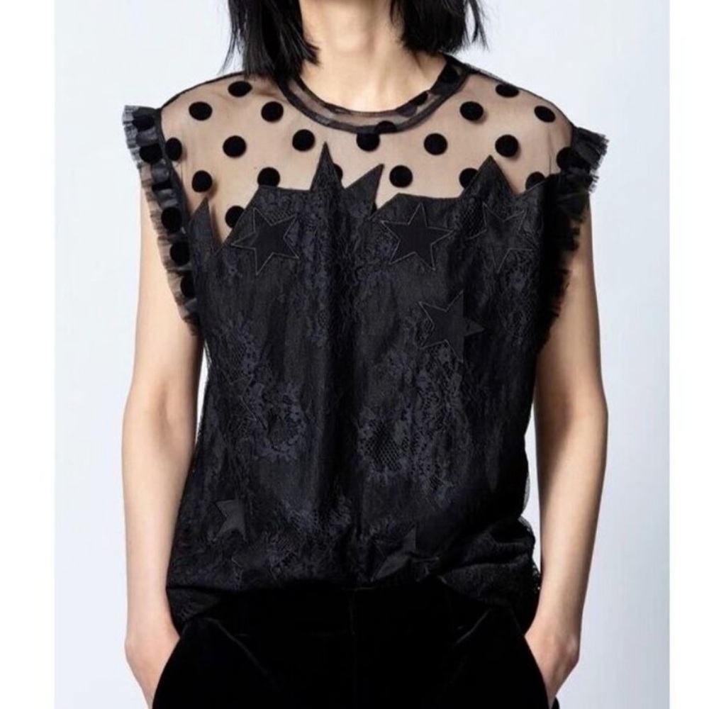 Zadig & Voltaire Black Star Lace Blouse